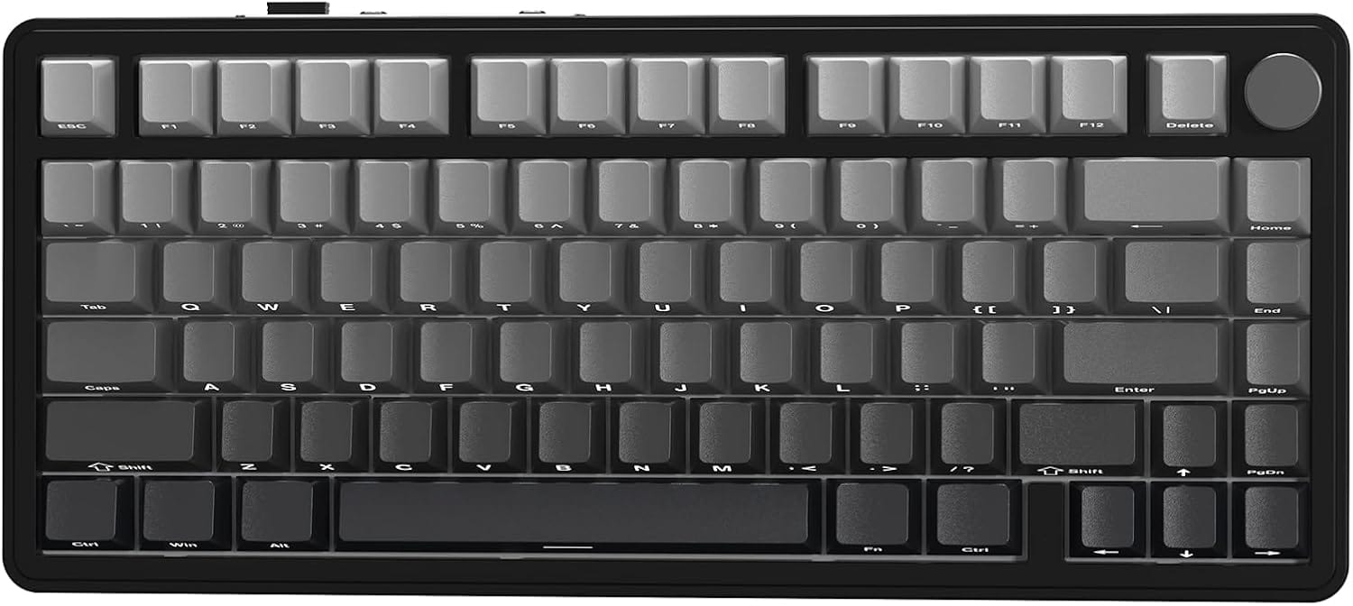 كيبورد ميكانيكي شارك X85 مع مقبض من اتاك، كيبورد العاب لاسلكي 75% مع بطانة خمس طبقات، BT5.0/2.4G/USB-C، RGB قابلة للتبديل السريع، اغطية مفاتيح PBT (اسود)