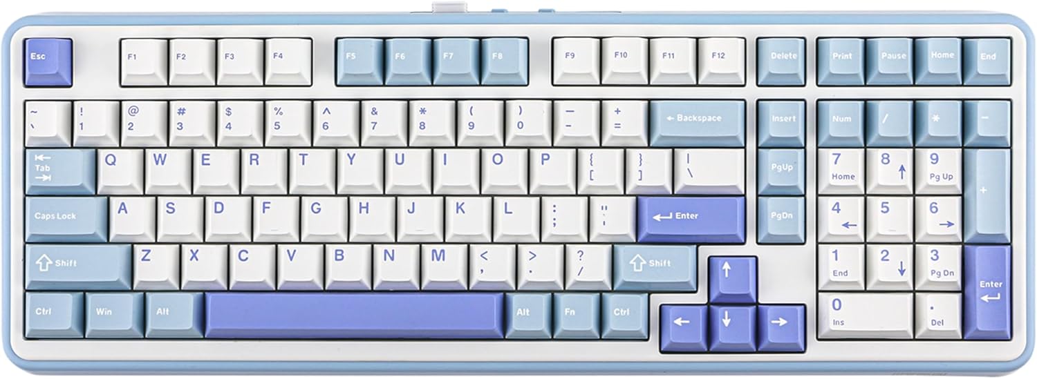 ايبوميكر كيبورد ميكانيكية لاسلكية TH99 ثلاثية الاوضاع مع بطارية 8000mAh، كيبورد العاب RGB مخصصة قابلة للتبديل السريع مع لوحة ارقام، حشية كريمية للكمبيوتر